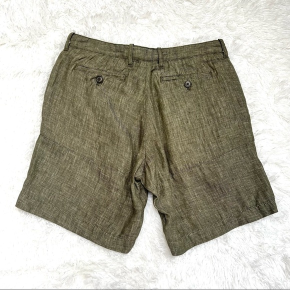 NWT 100% Linen Nifty Genius Olive Green Shorts, Size 28 - Picture 2 of 13